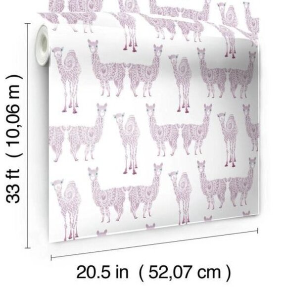 Alpaca Wallpaper Purple Pink Alpacas and Camels Double Roll 56 Sq Ft New - Picture 5 of 11